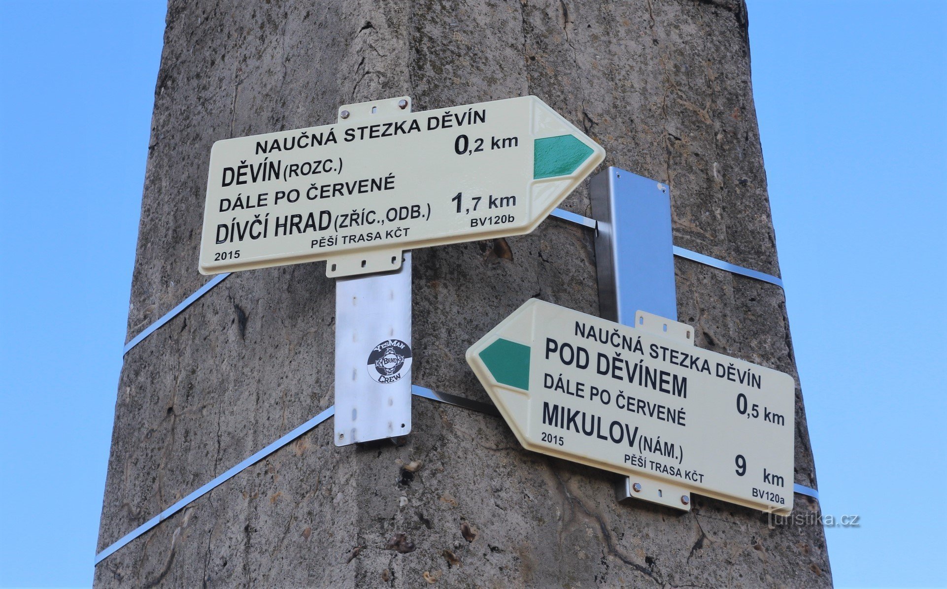 Tourist signpost Děvín, lookout point