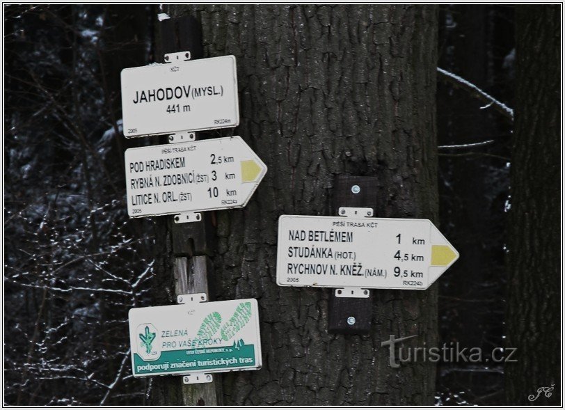 Tourist signpost Jahodov, myslivna