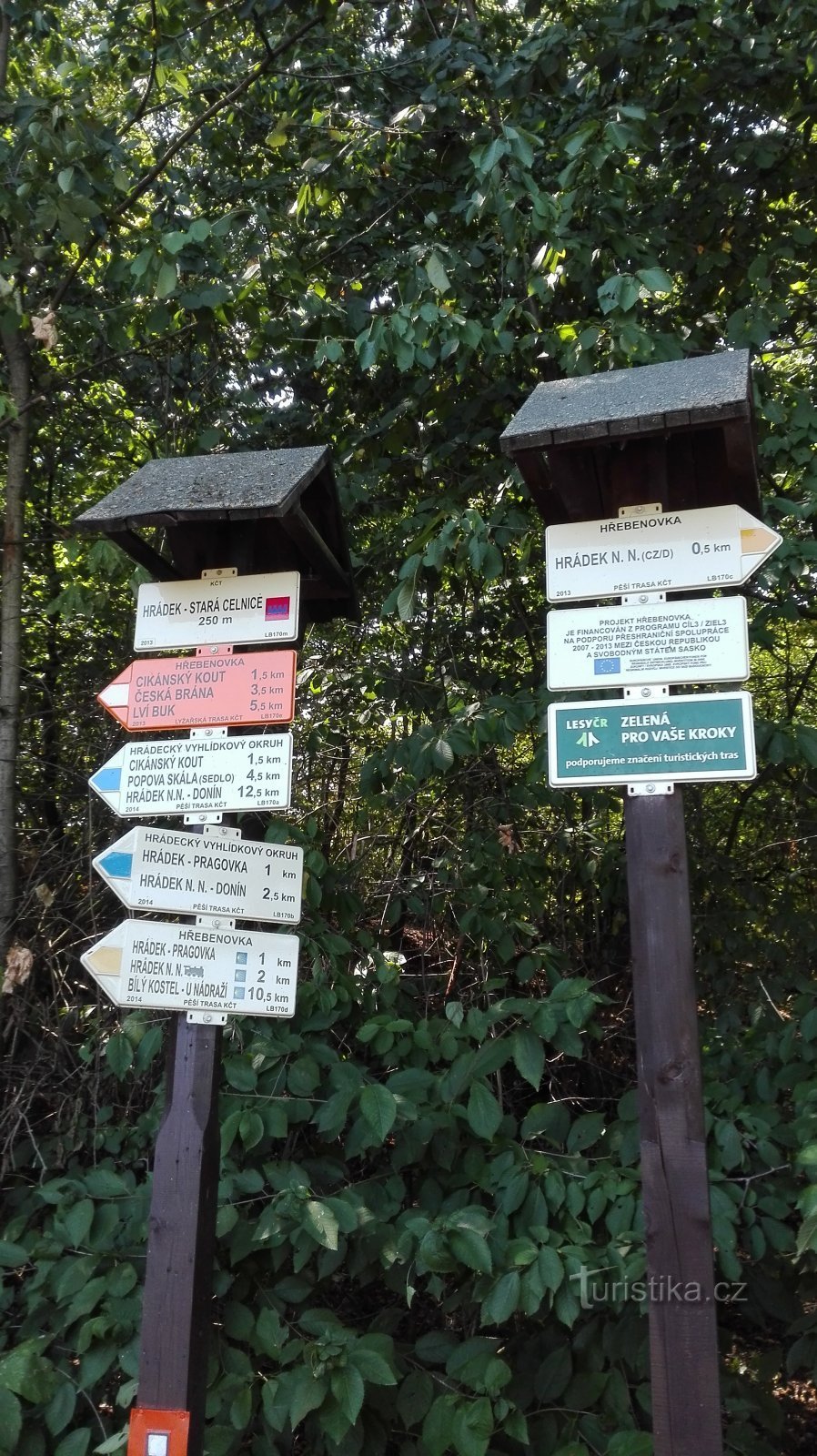 Panneau touristique à la frontière.