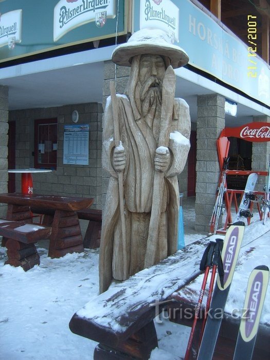 at the bottom station of the chairlift