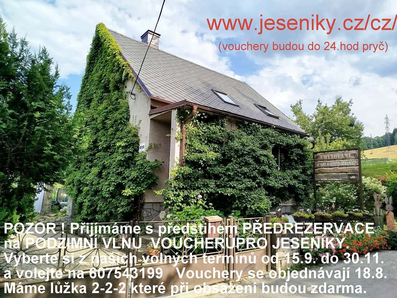 U NÁS V KOCOURKOVĚ s velkou zahradou jenom pro Vás !