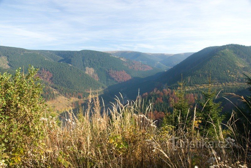 Divoká Desná 山谷，Velká Jezerná 在右侧