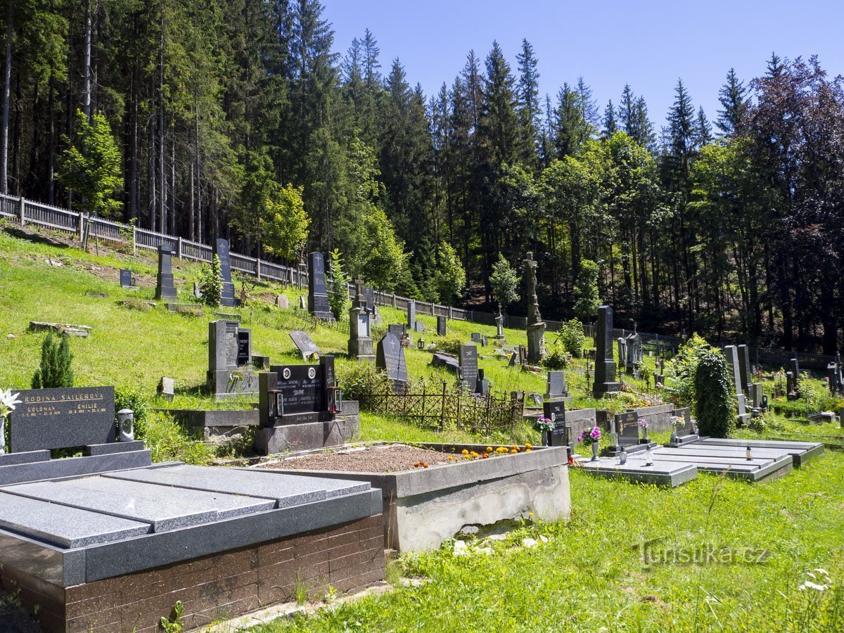 A landscaped cemetery