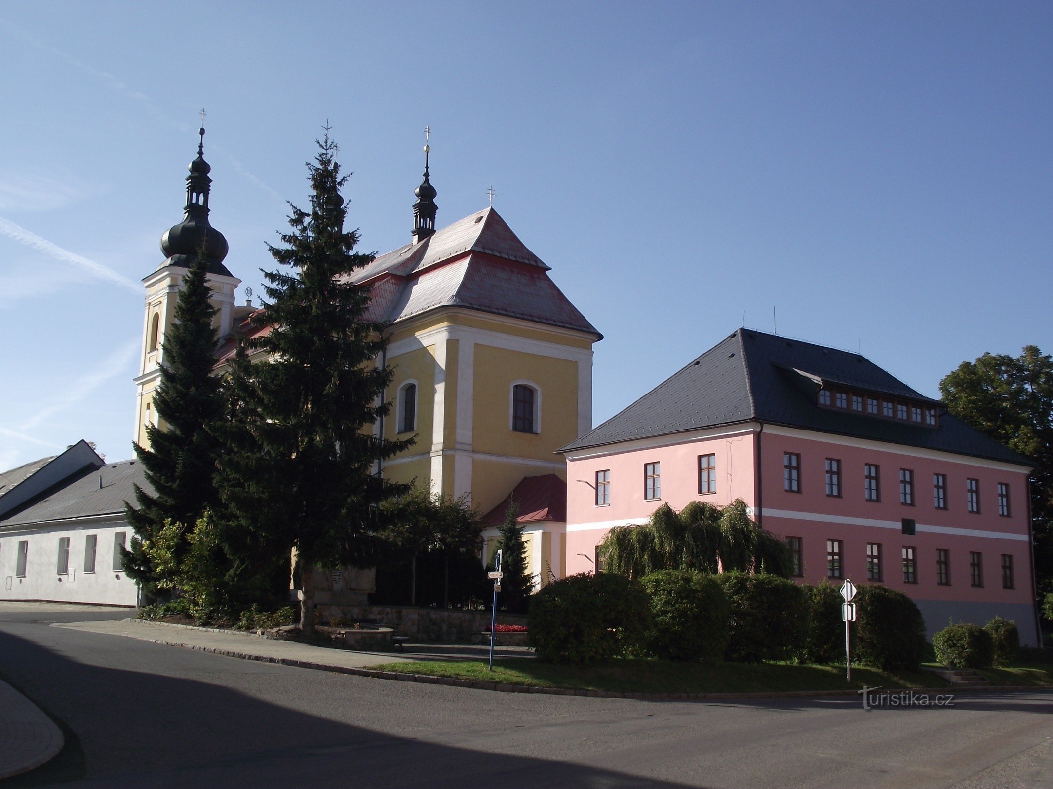 in the center of the town