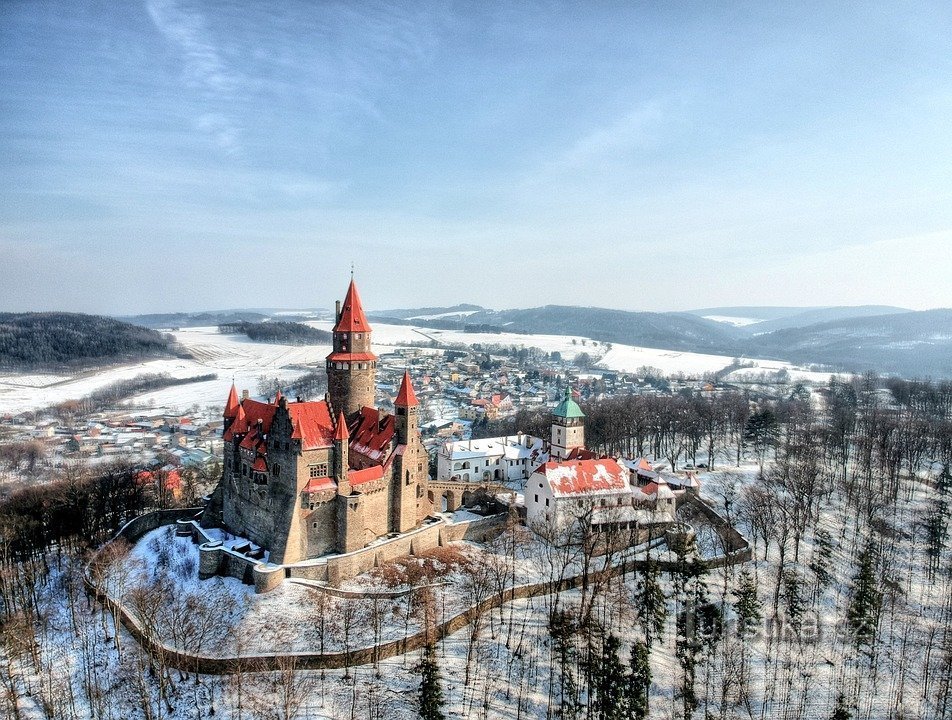 Tempo de Natal e final de ano em castelos e castelos na região de Olomouc