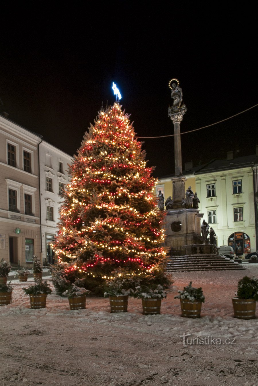 Vánoční strom u radnice z předchozích let