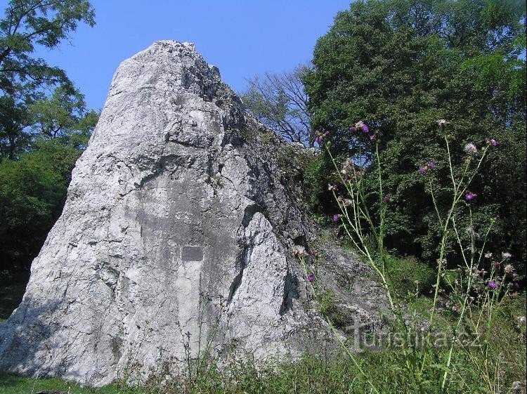 Váň's stone: View of the stone with a memorial plaque