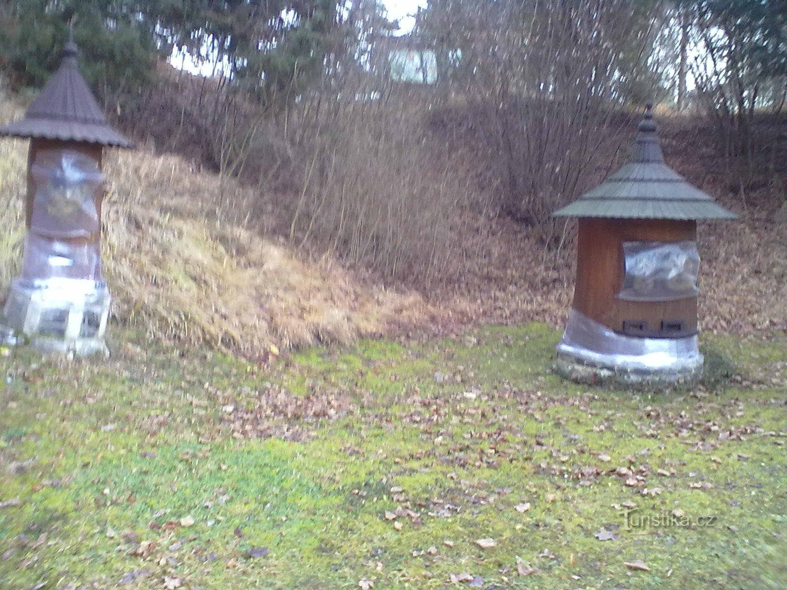 Bee hives near the caves, now already winterized.