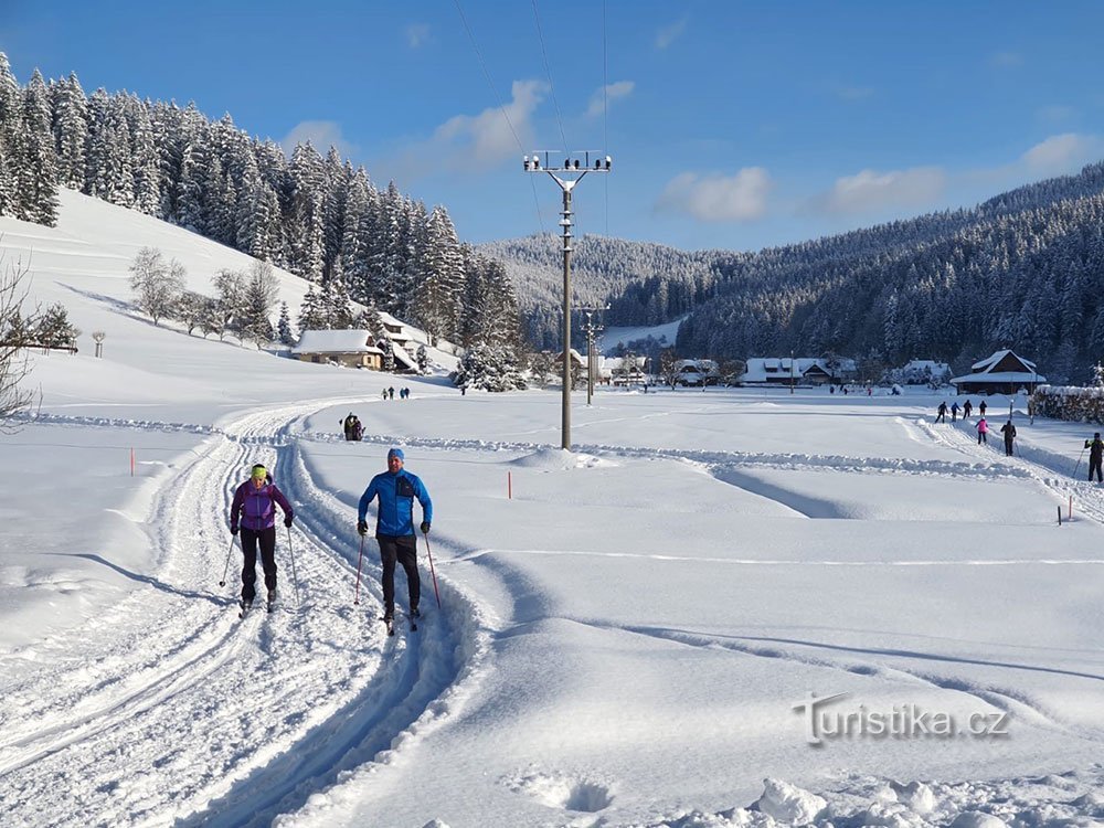 ヴェルケー カルロヴィツェは、ダウンヒル スキーをしなくても冬の楽しみに誘います。何十本も手入れされています。