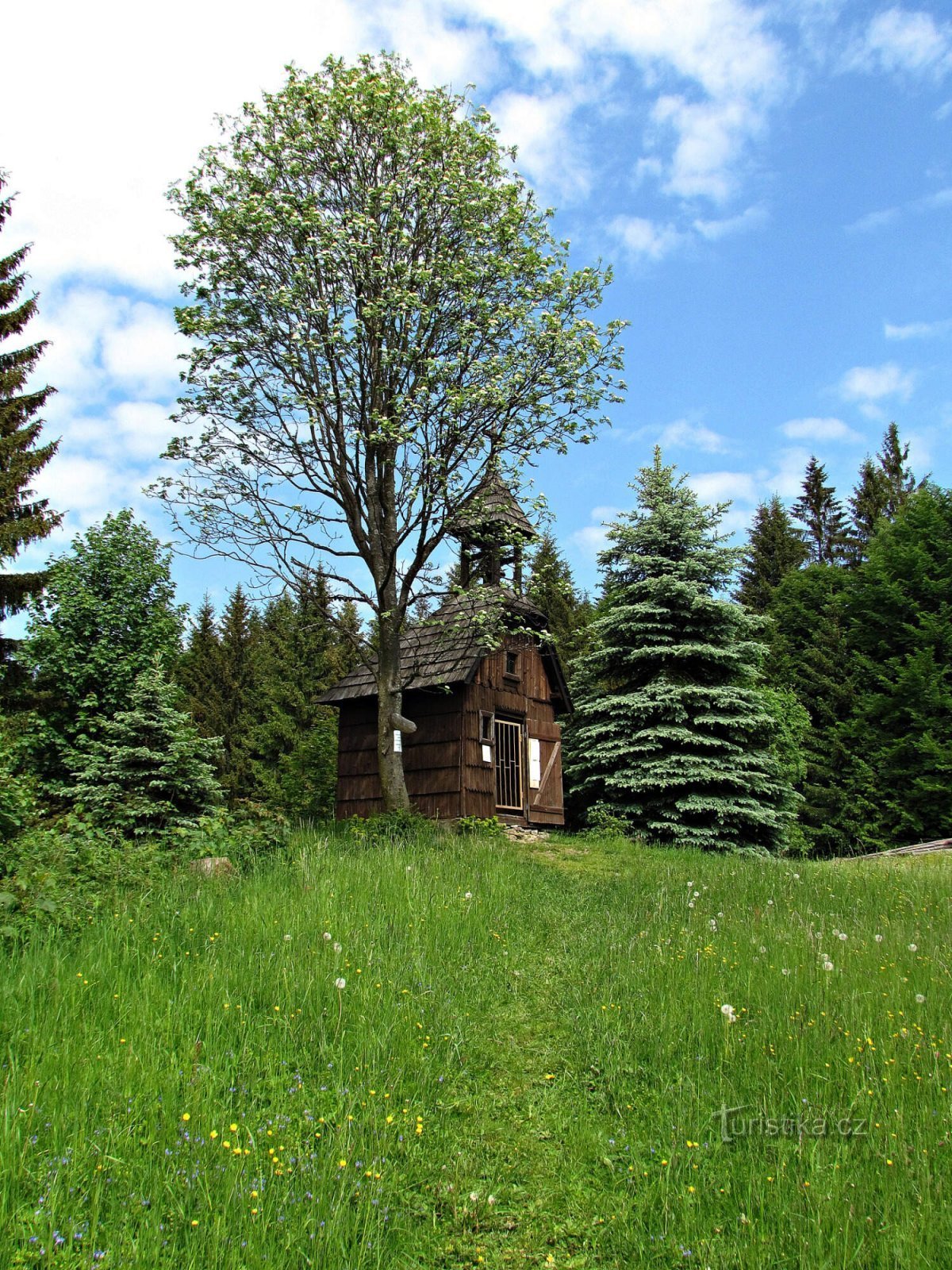 Velké Karlovice - campanario detrás de Miloňová