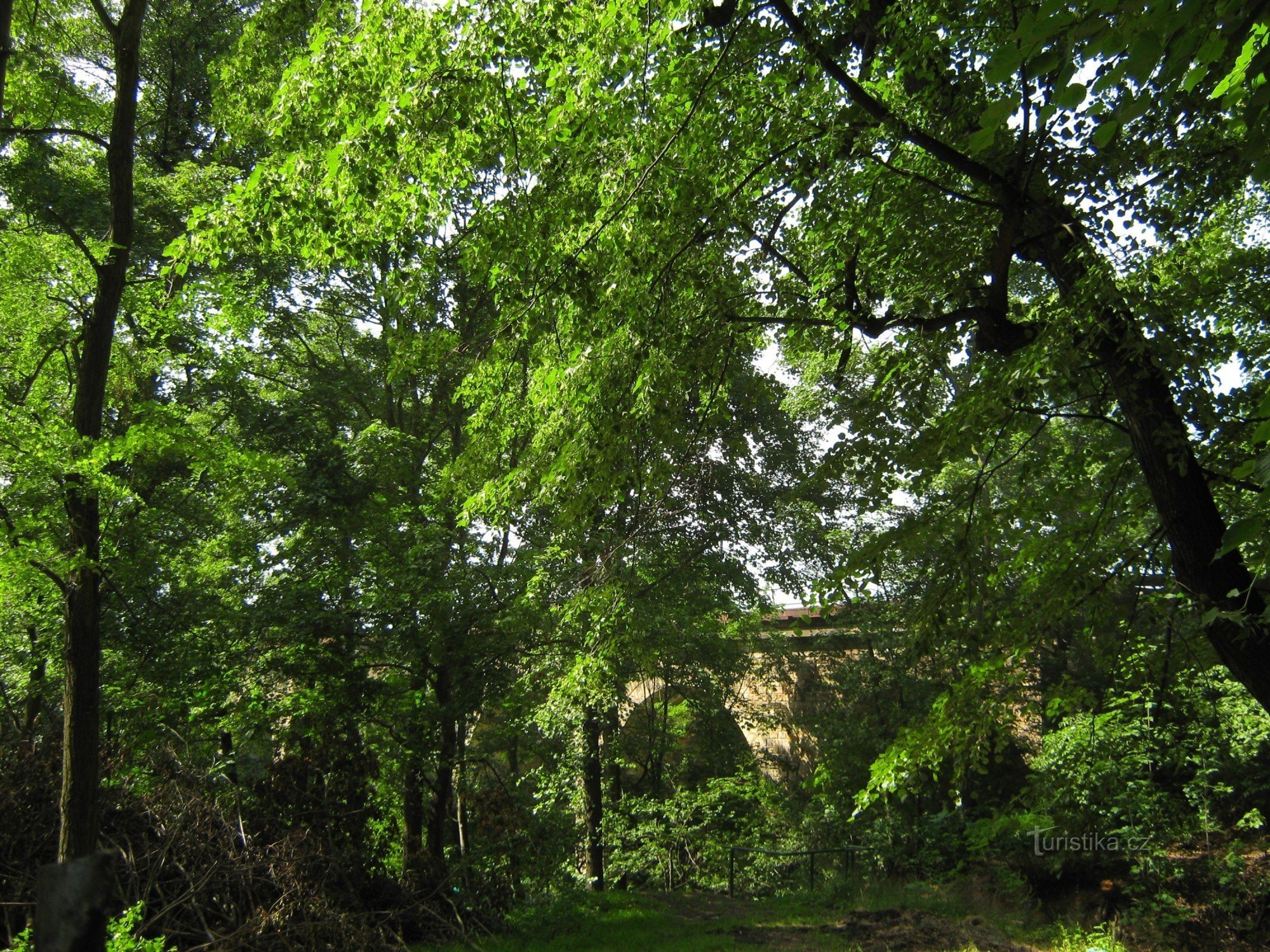 O viaduto espreita do ambiente verdejante de Fabrák