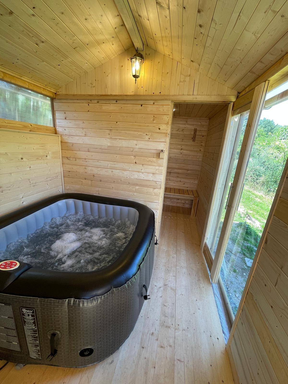 Hot tub with sauna