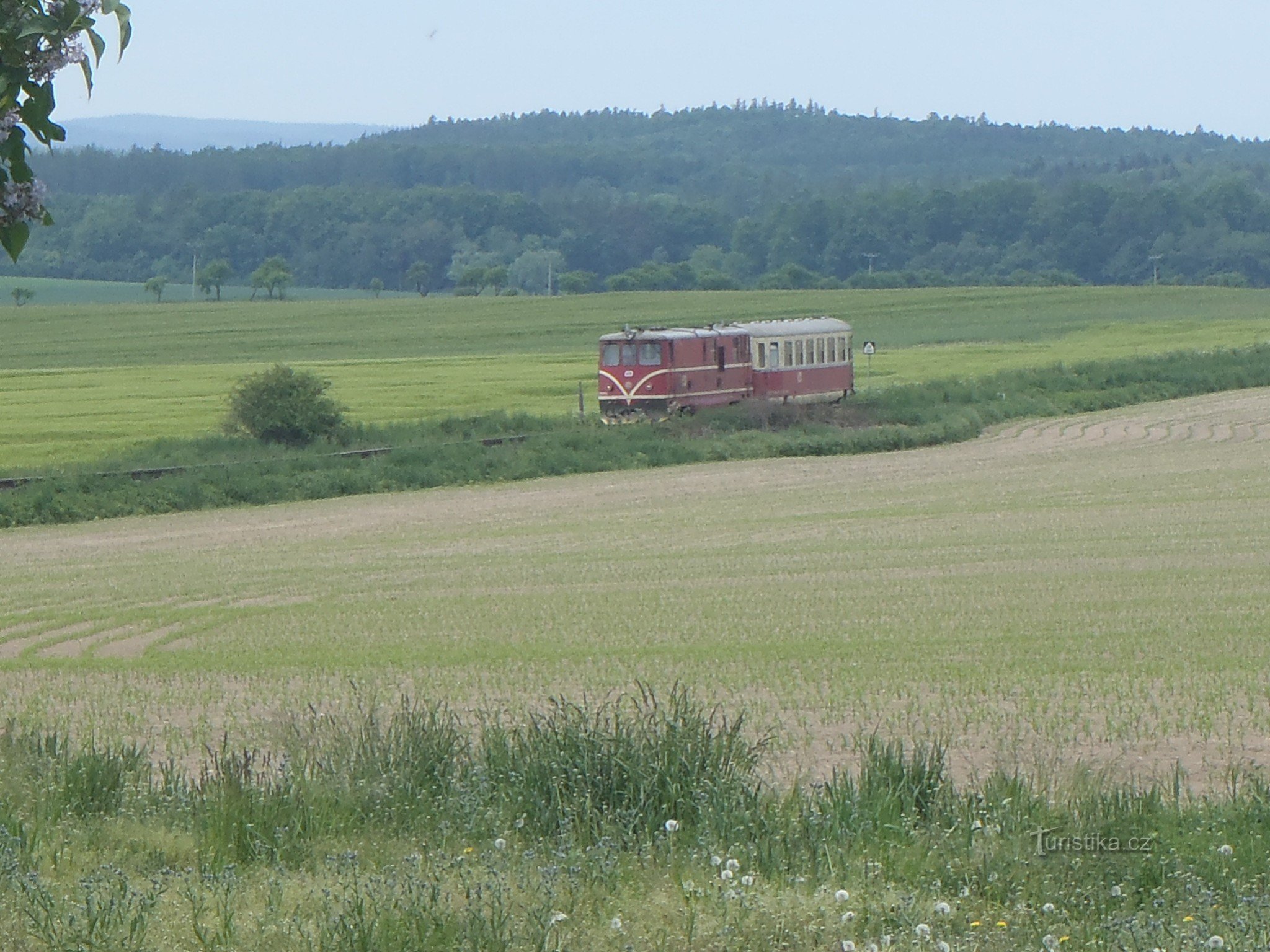 De trein komt aan op het station