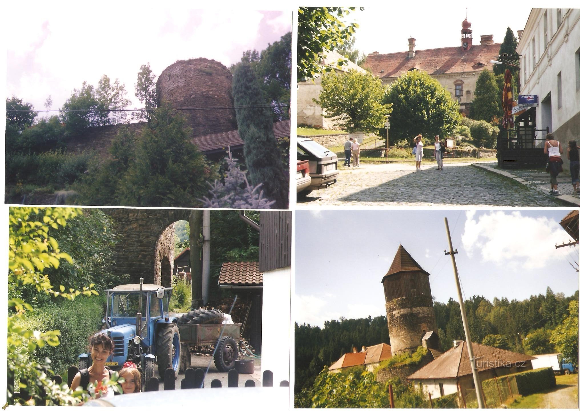 Talmber în stânga, castel în dreapta sus și Pirkštejn în Ratajy dedesubt