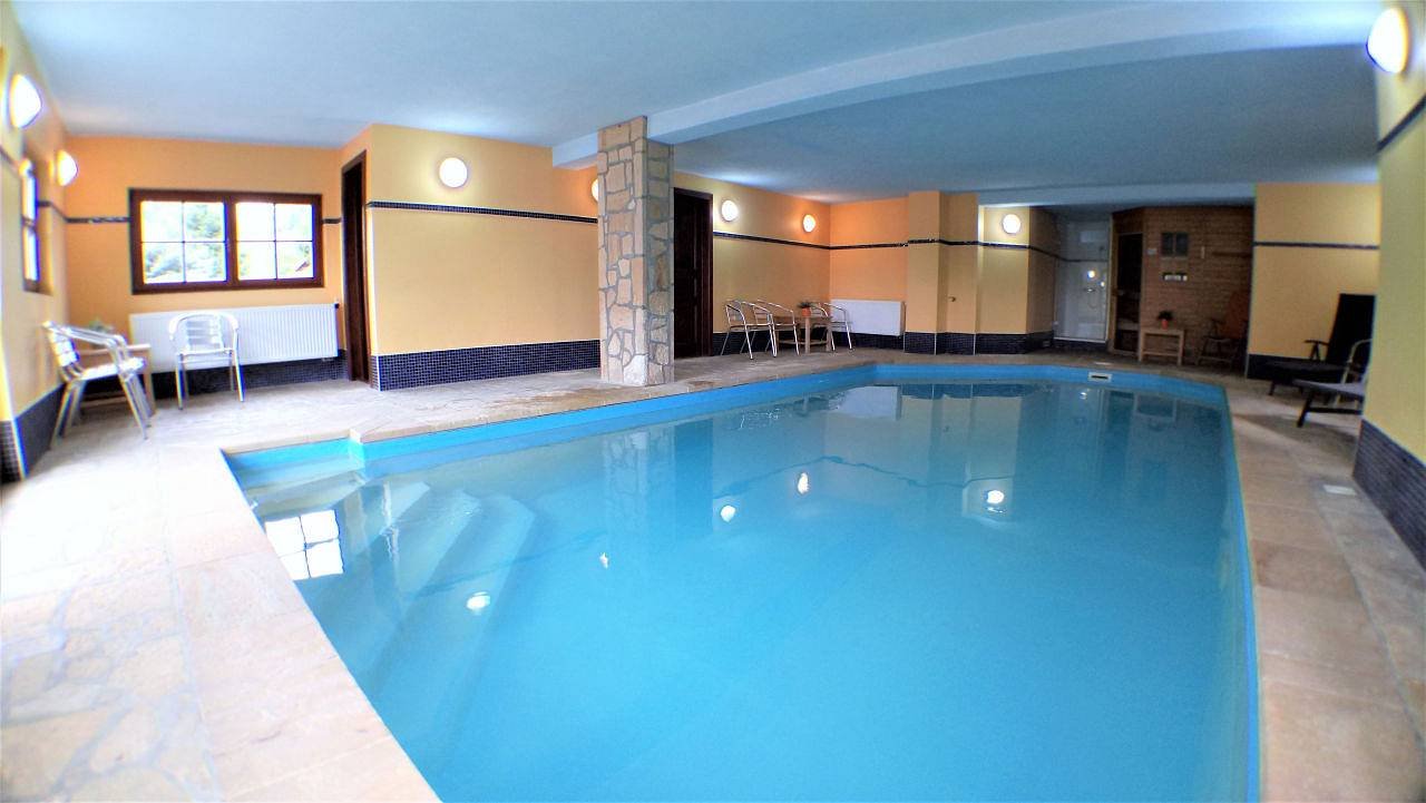 Indoor pool with salt water and sauna