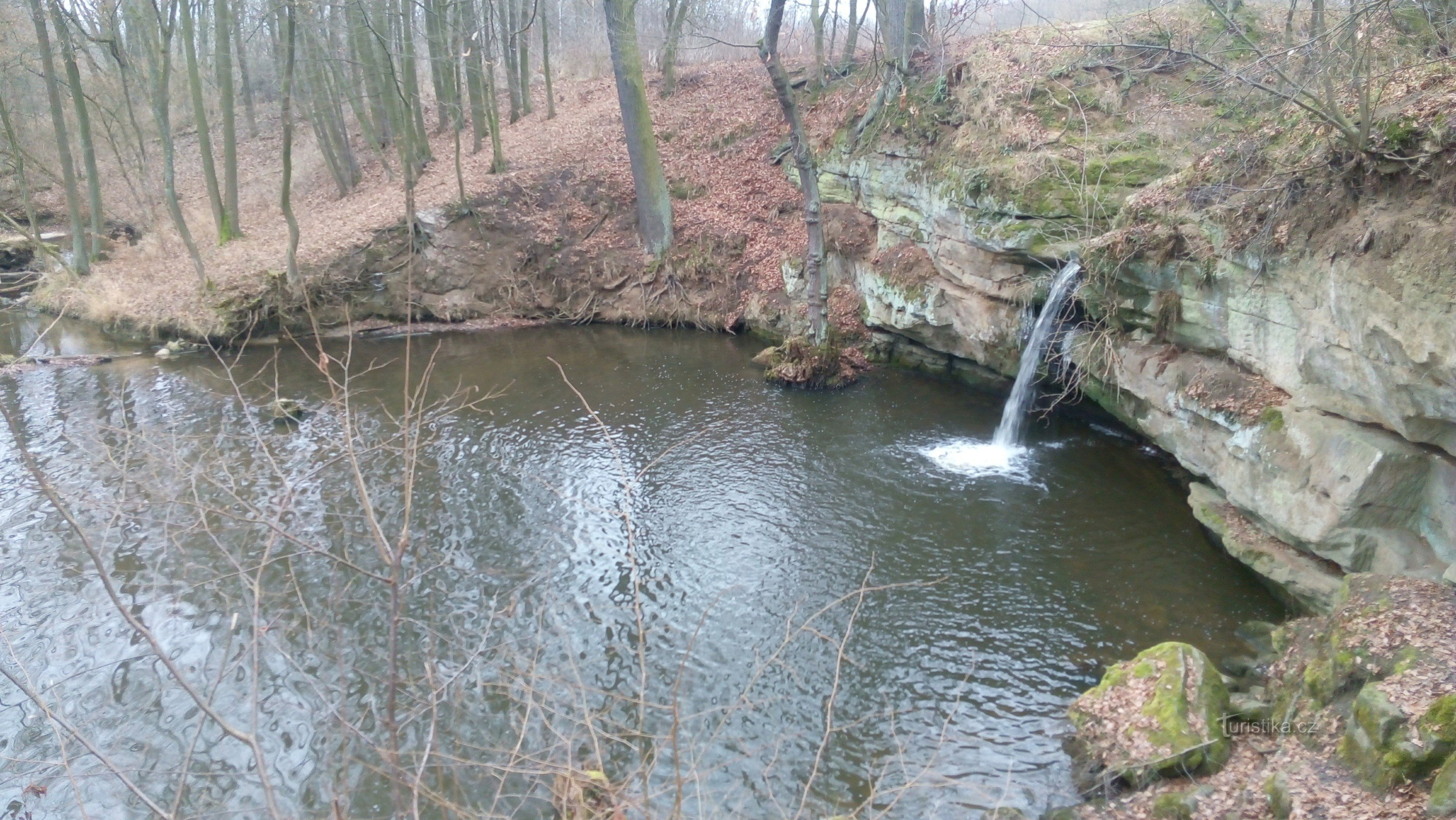 Waterworks and waterfall