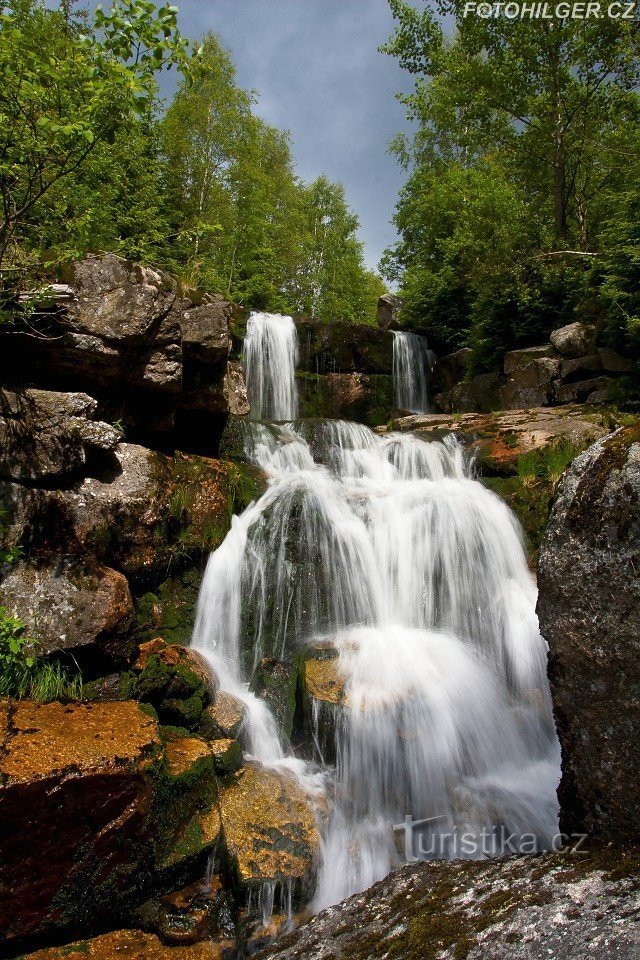 Watervallen in de Jedlové-mijn