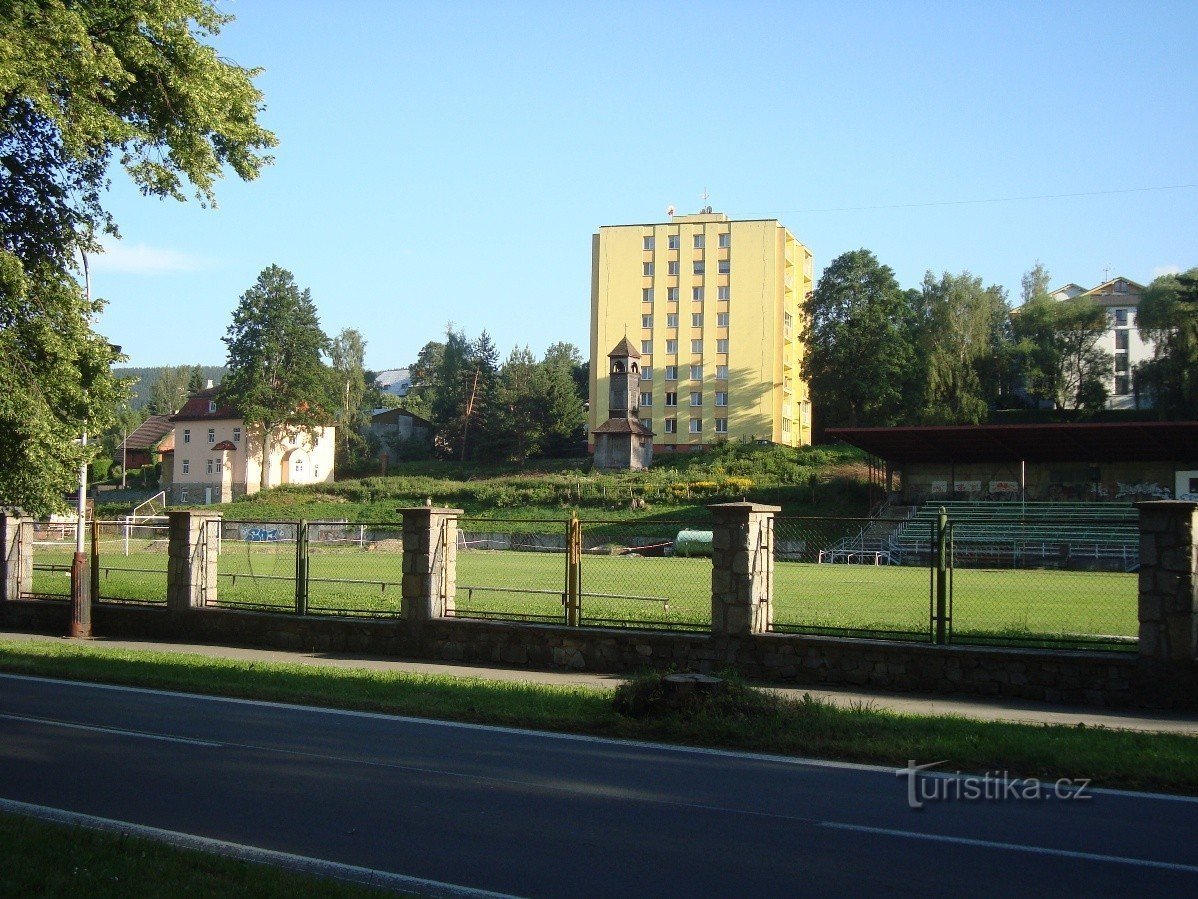 Vrbno pod Pradědem-evangélikus fa harangtorony-Fotó: Ulrych Mir.