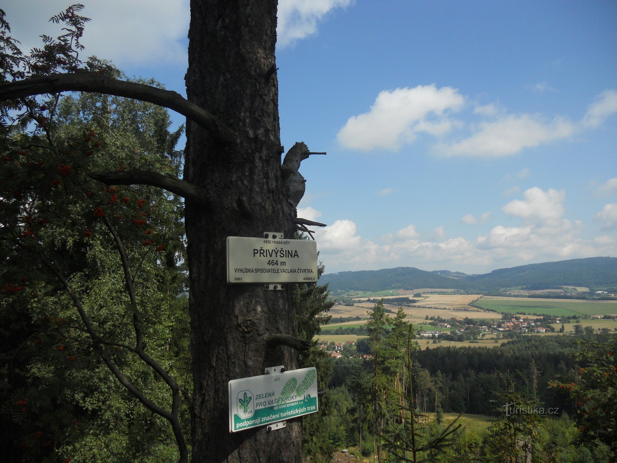 Panneau du sommet KČT - Point de vue Václav Čtvrtek
