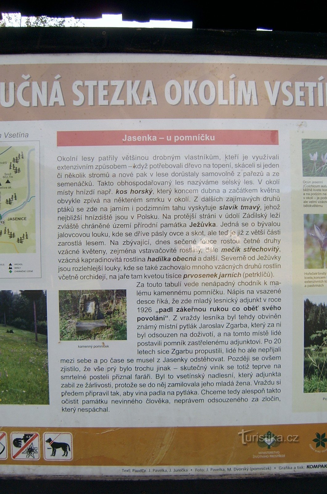 Vsetín, Jasenka - στο μνημείο (κείμενο)