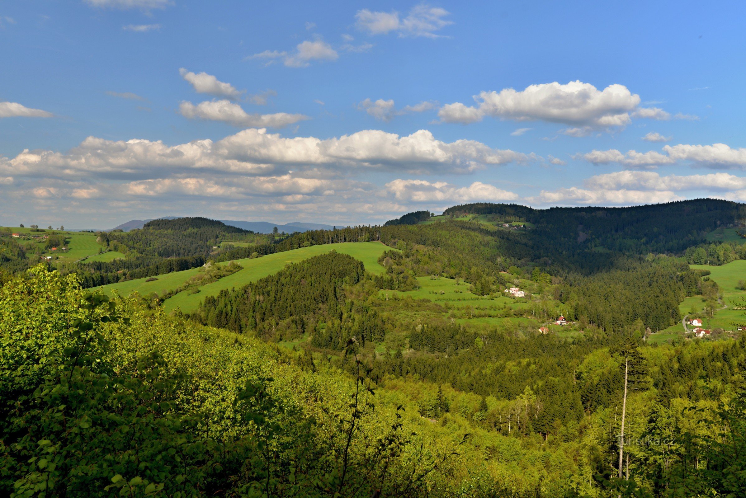 Vsetíner Hügelland: Blick von der Straße Vsetín - Malá Bystřice