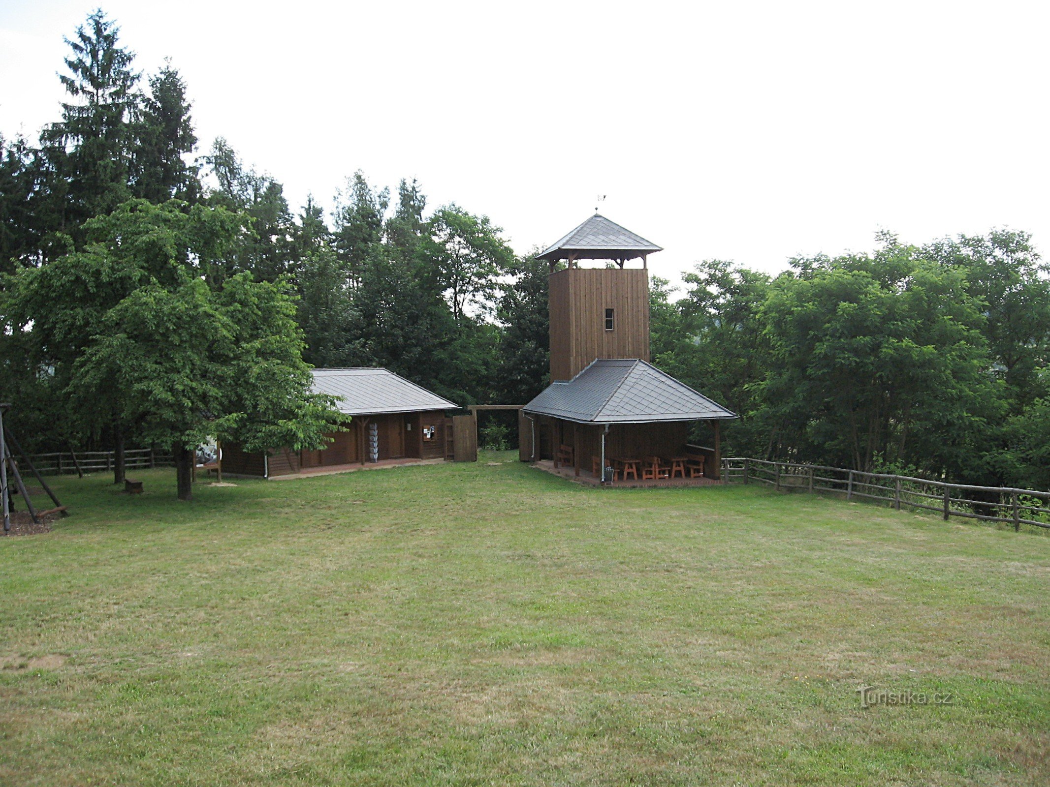 entrance to the recreation area with a wooden observation deck d