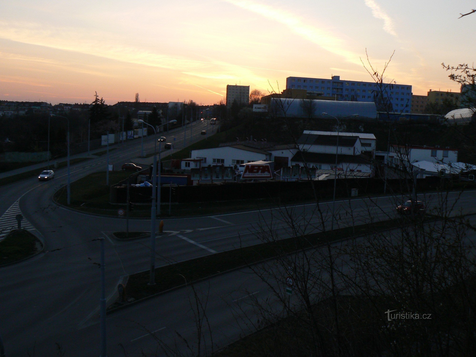 Blick auf die Kreuzung unter dem Hügel Husovice