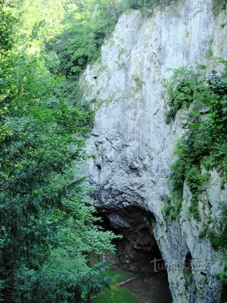View of the Macocha abyss from the upper bridge