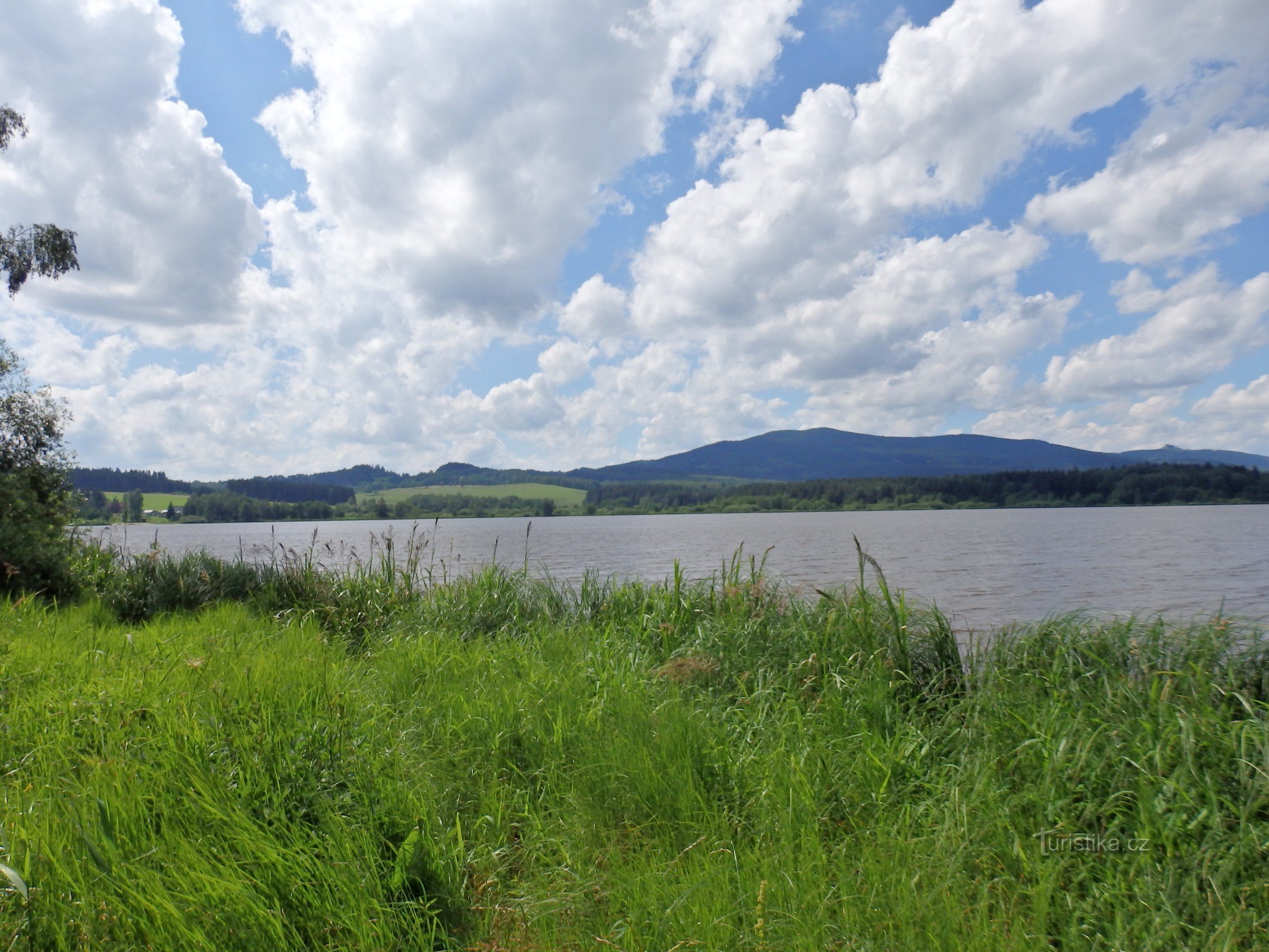 Blick von unserer Hütte auf den Olšina-Teich