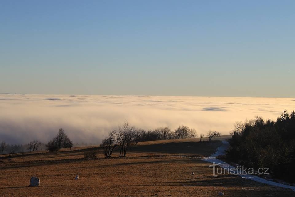 La vue depuis la tour Komáří à l'est