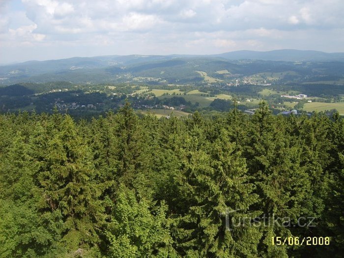 uitzicht vanaf de uitkijktoren Černá Studnice