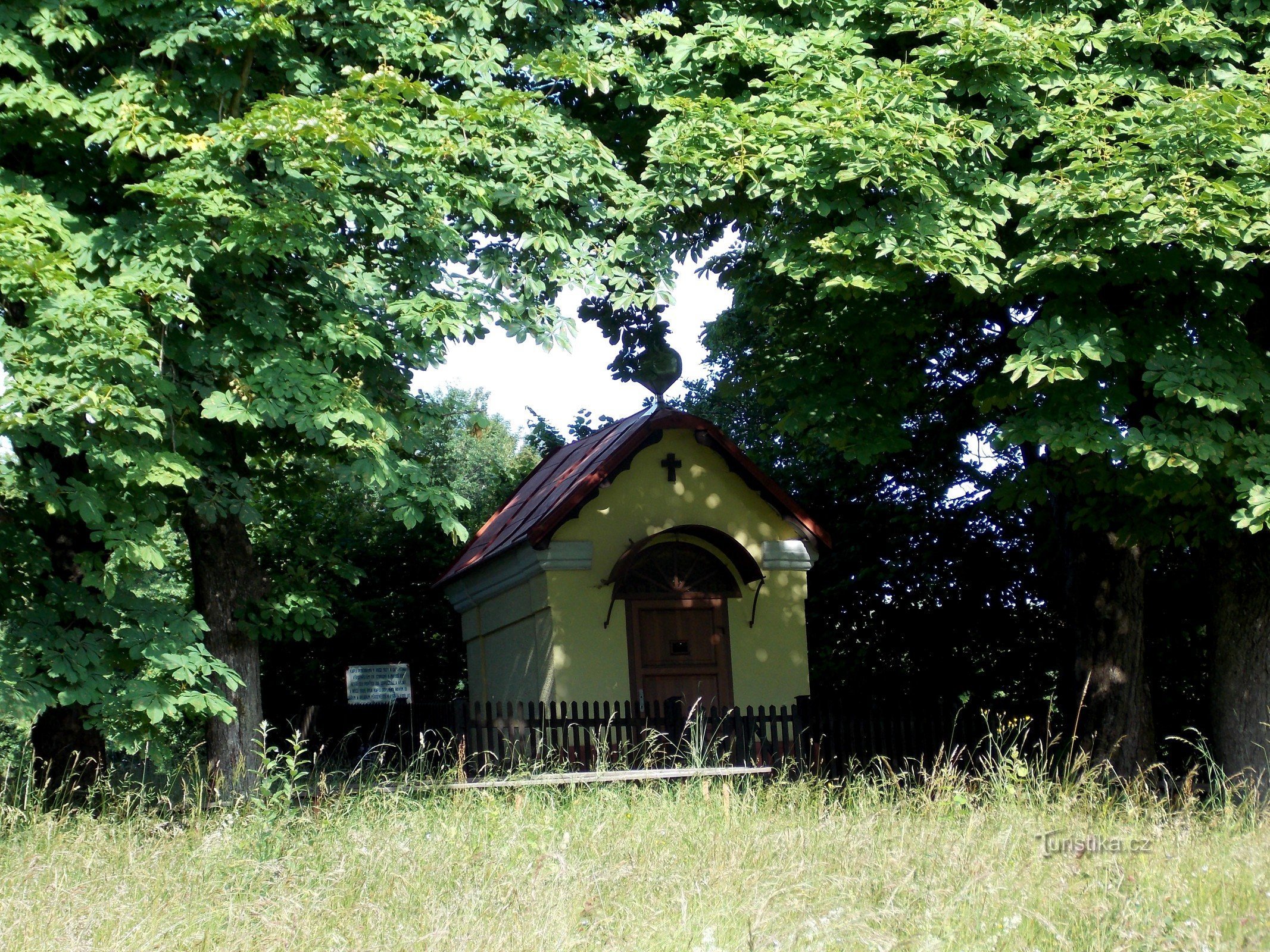 Lookout point and chapel on Březová Hill in Brumov