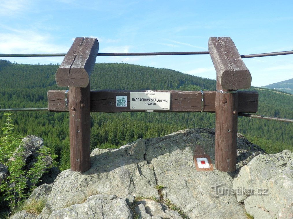 Uitkijk op Harrach Rock, vroeger was er een oriëntatiebord