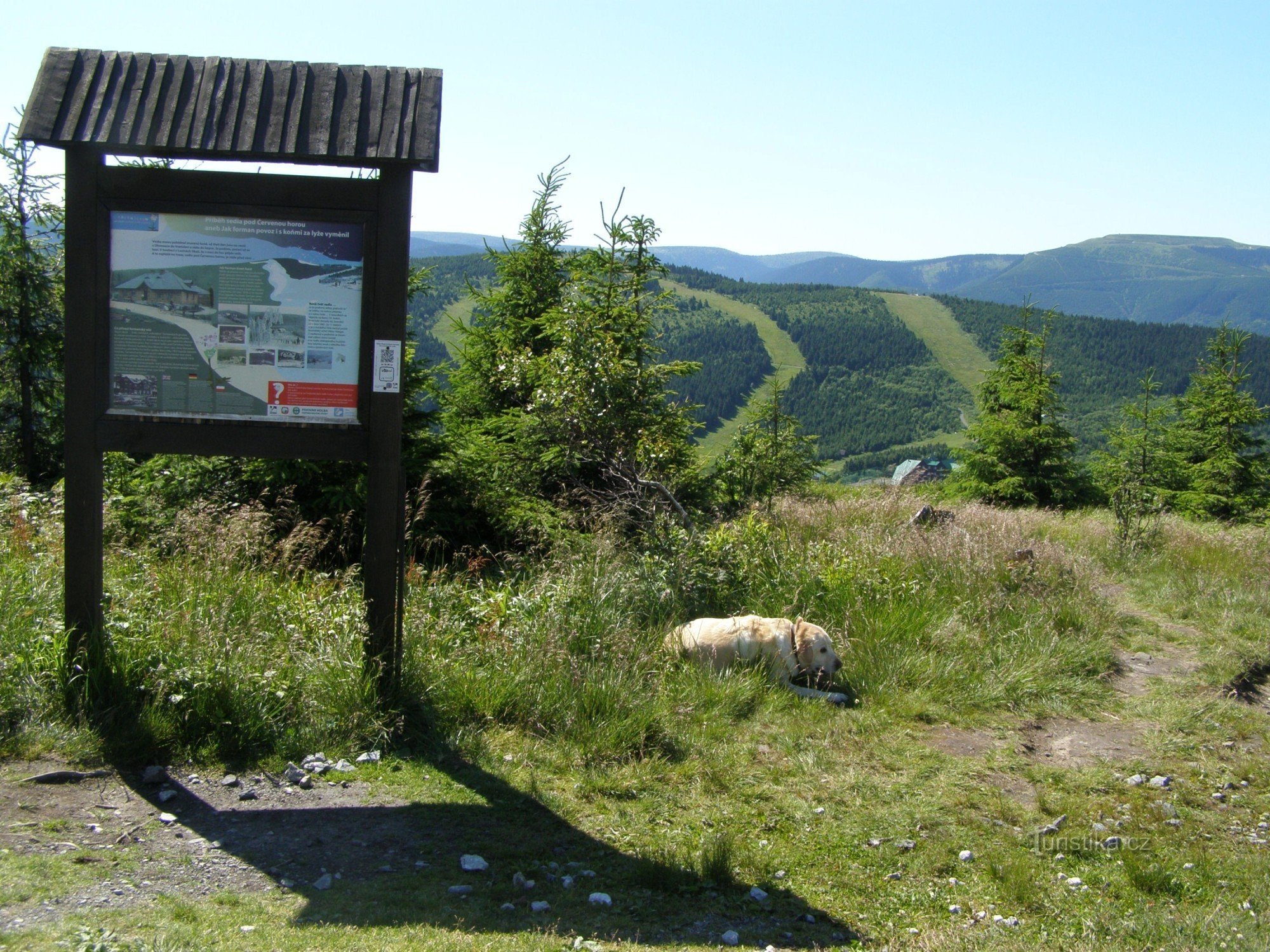utsikt över Praděd, Červenohorské sedlo och Dlouhá Stráná