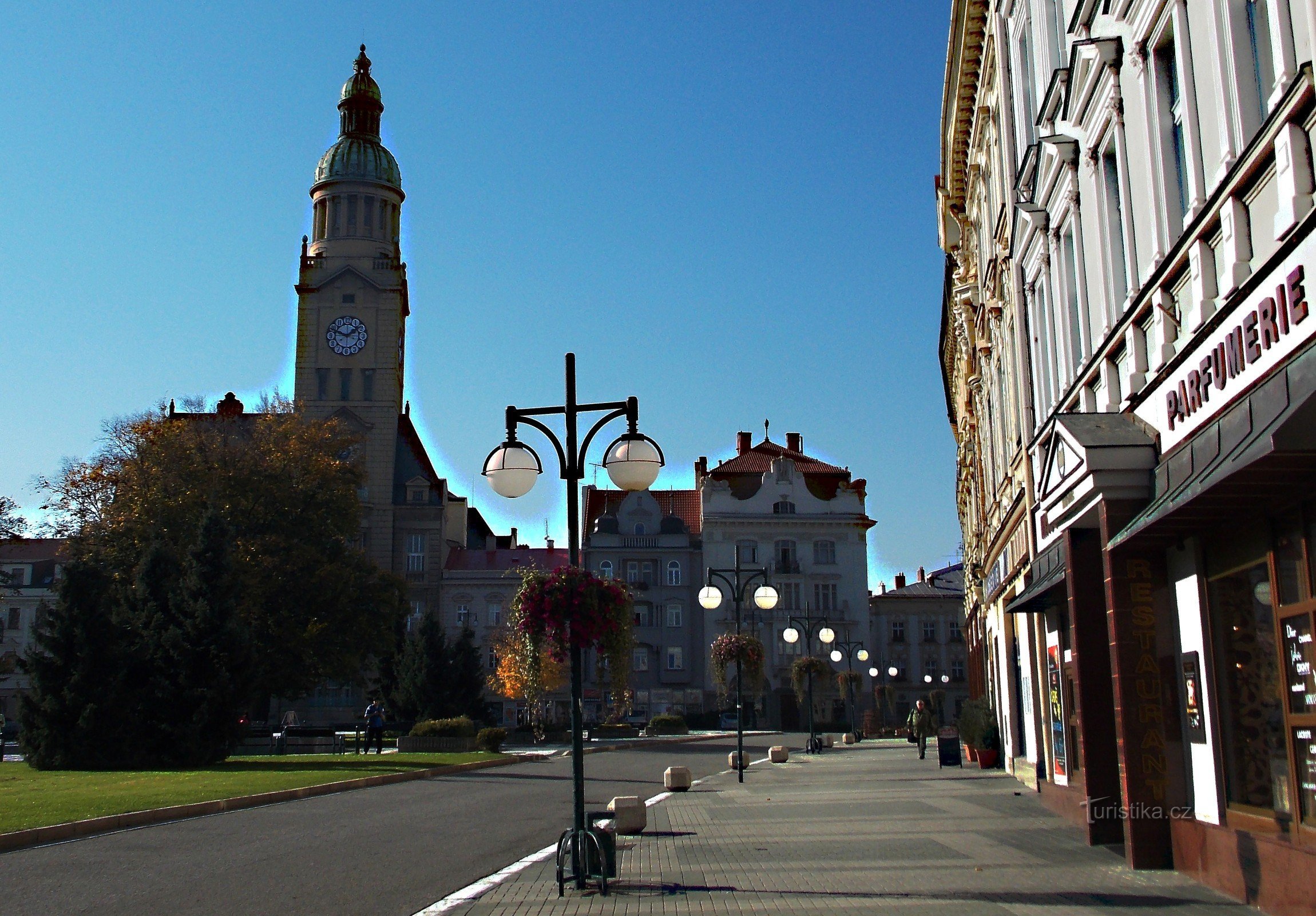 Vista desde la torre del ayuntamiento en Prostějov