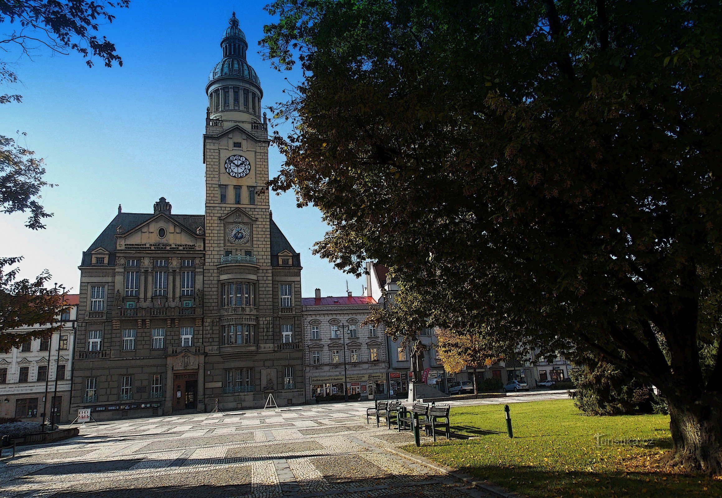 Vue depuis la tour de l'hôtel de ville de Prostějov