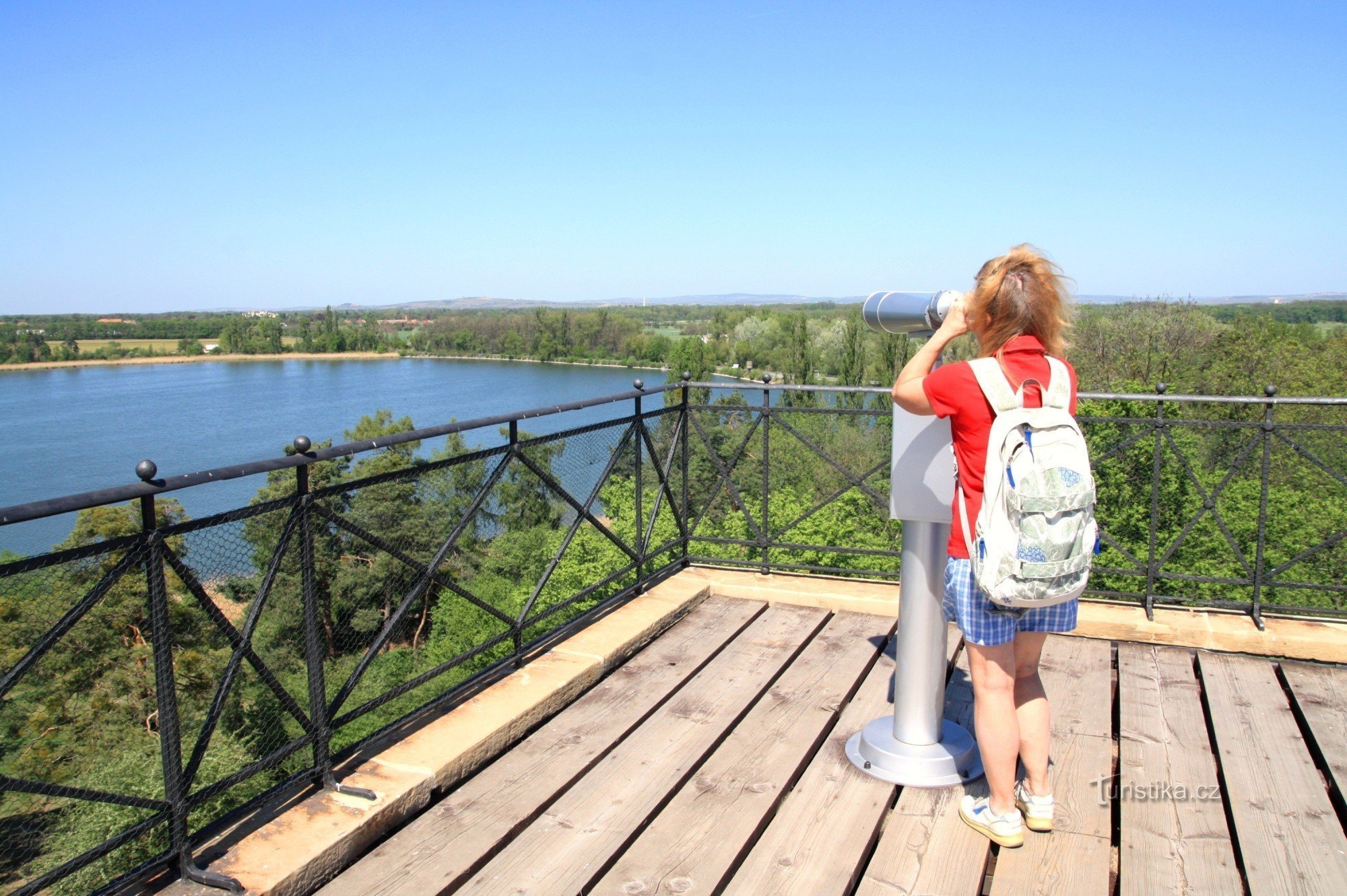 Viewing terrace with binoculars