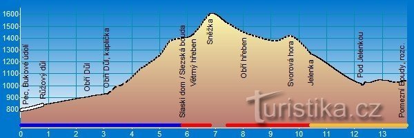 Elevation profile of the route