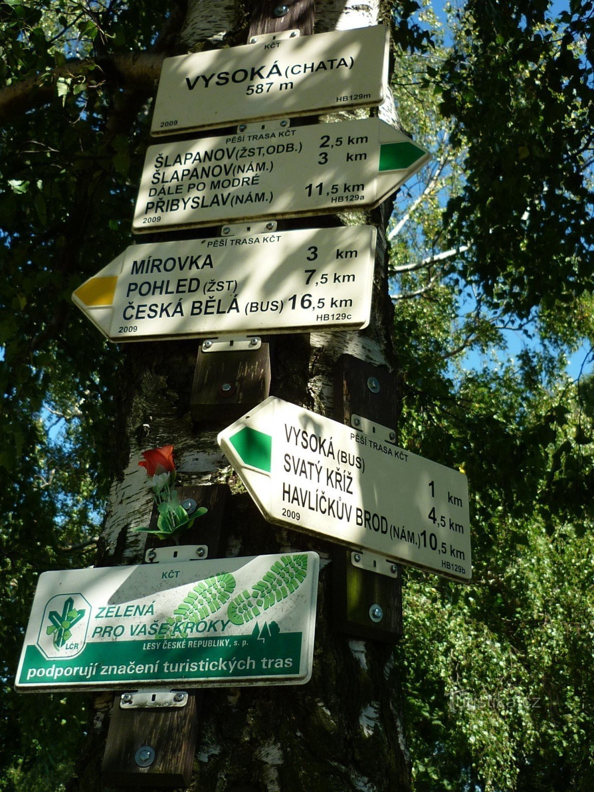 Vysoka (cottage), signpost