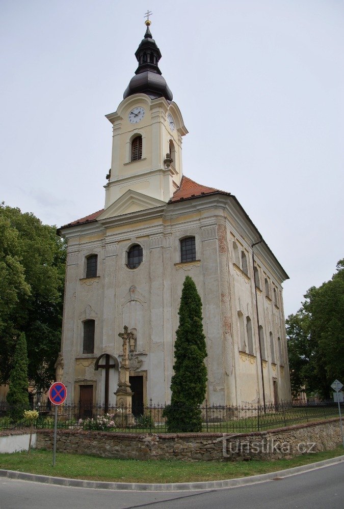 Vyšovice-templom Szt. Lawrence