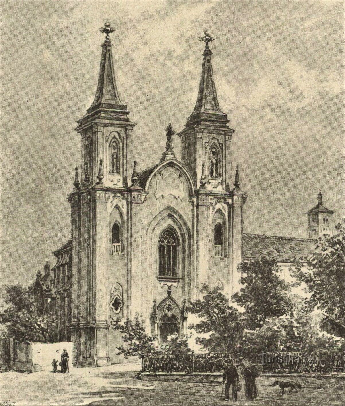 Apariția bisericii Nașterea Fecioarei Maria din Roudnice nad Labem în a doua jumătate a secolului al XIX-lea
