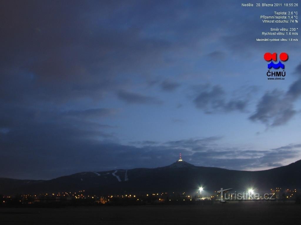 网络摄像头 - Liberec - Ještěd 全景（照片取自运营商的网络摄像头）