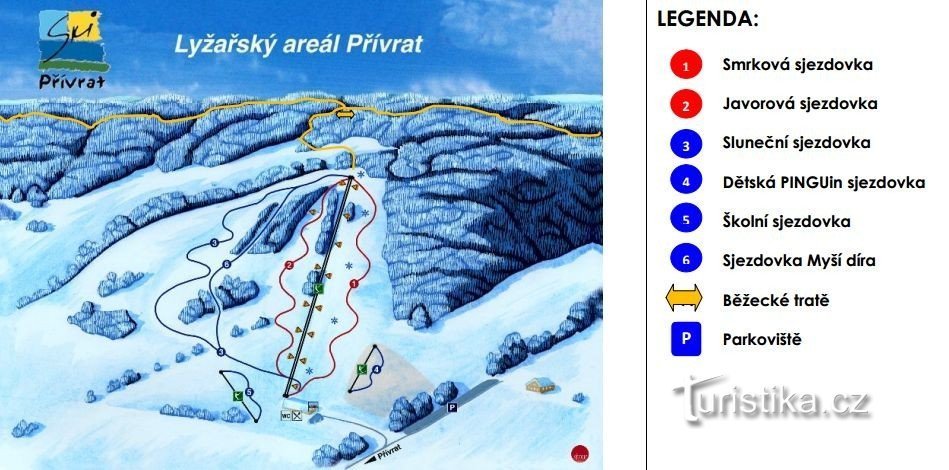 www.ski-privrat.cz - a terület térképe