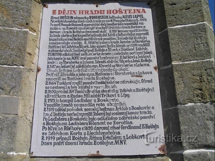 From the history of Hoštejn