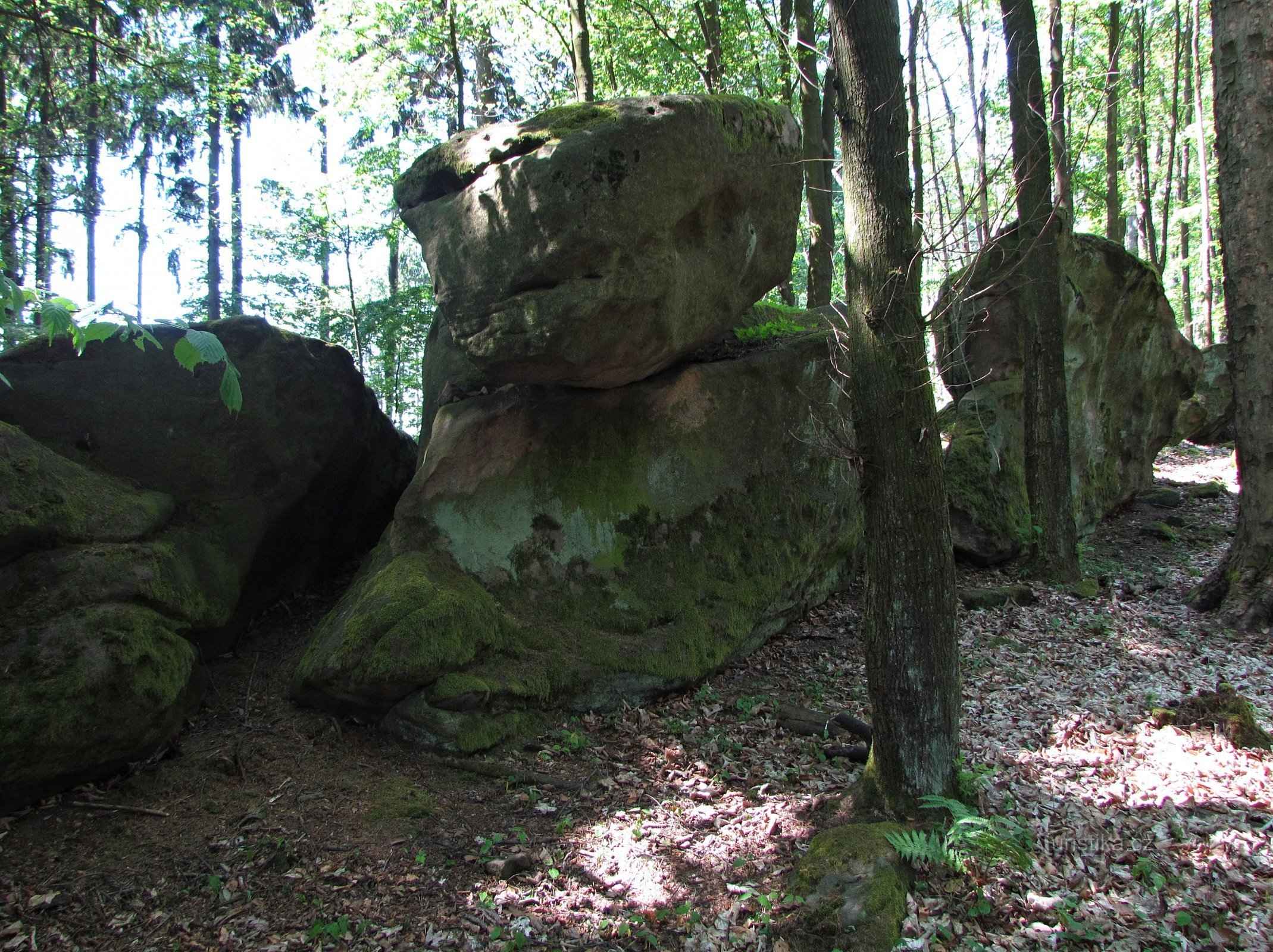 从 Držková 穿过 Kuželk 下的岩石到 Lukova 遗址