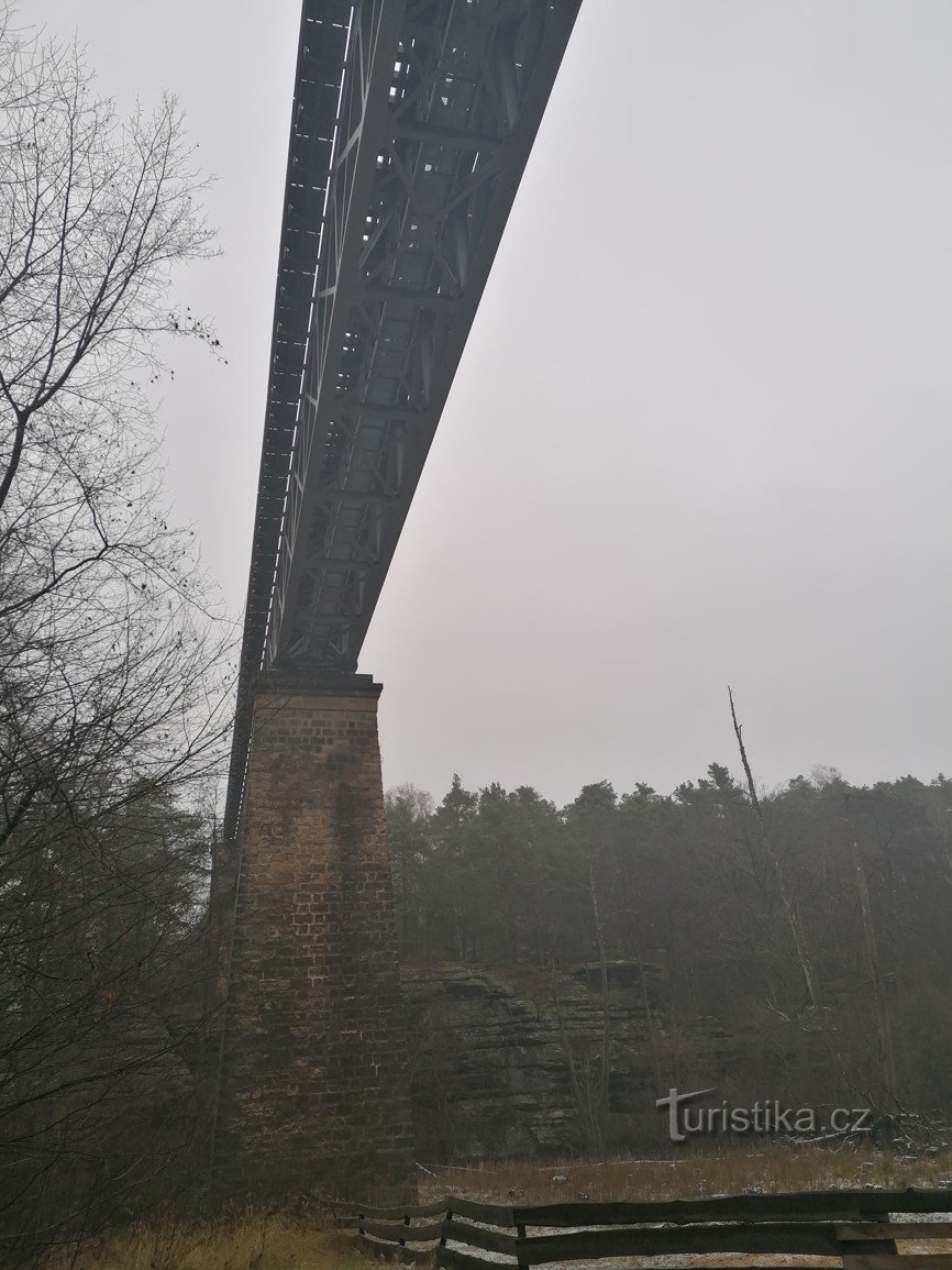 Les jardins et le pont ferroviaire au-dessus de Pekle