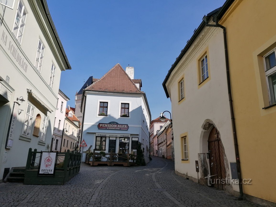 Interesting town houses in the town of Tábor