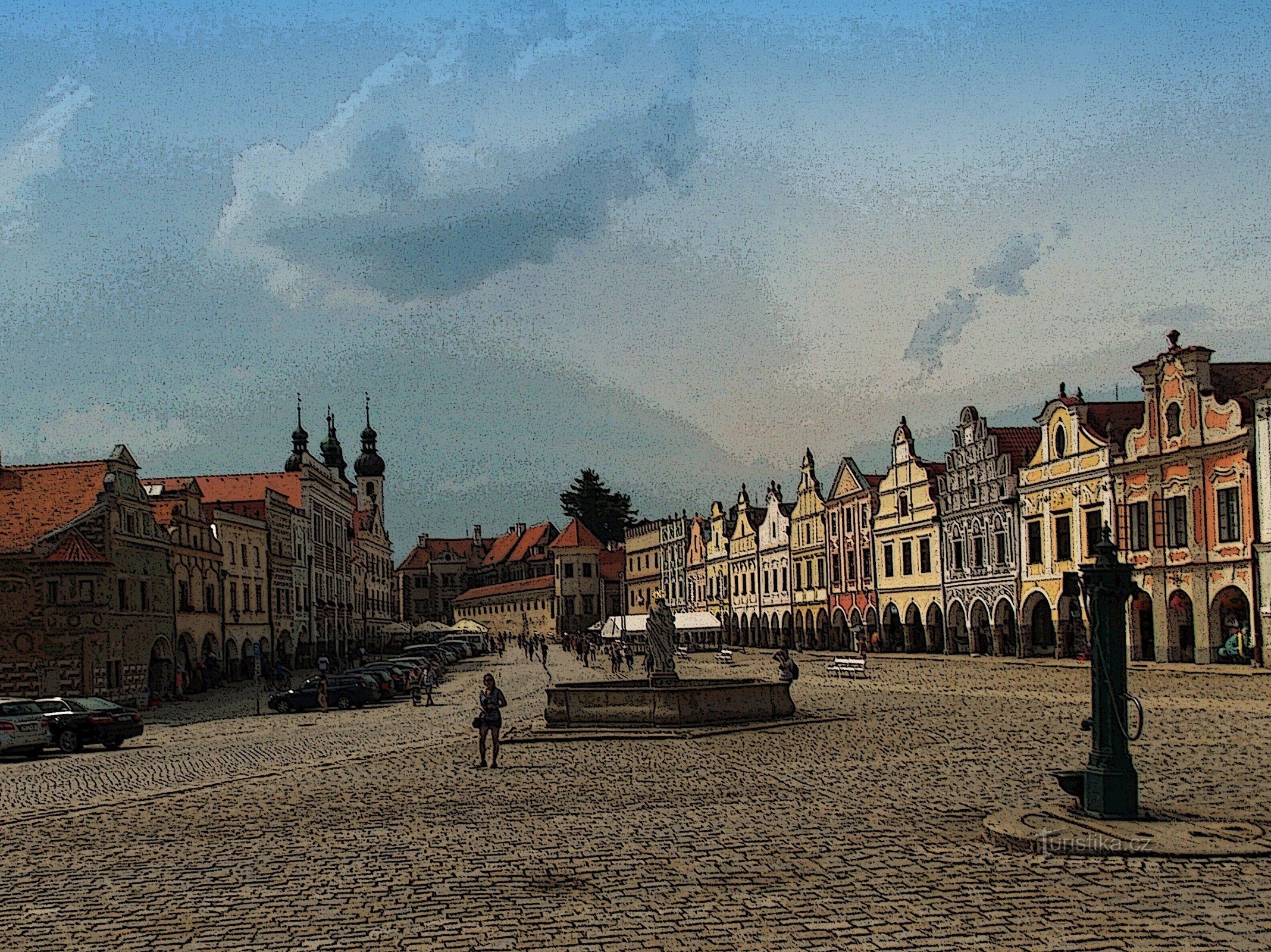 Um ponto de interesse na praça Telč