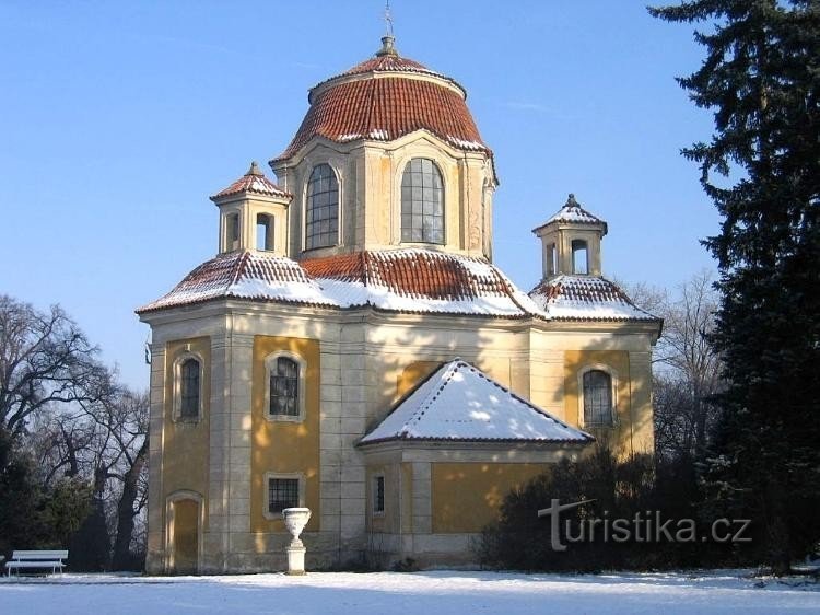Chapelle castrale du château supérieur: Chapelle dans le parc du château supérieur à Panenské Břežany