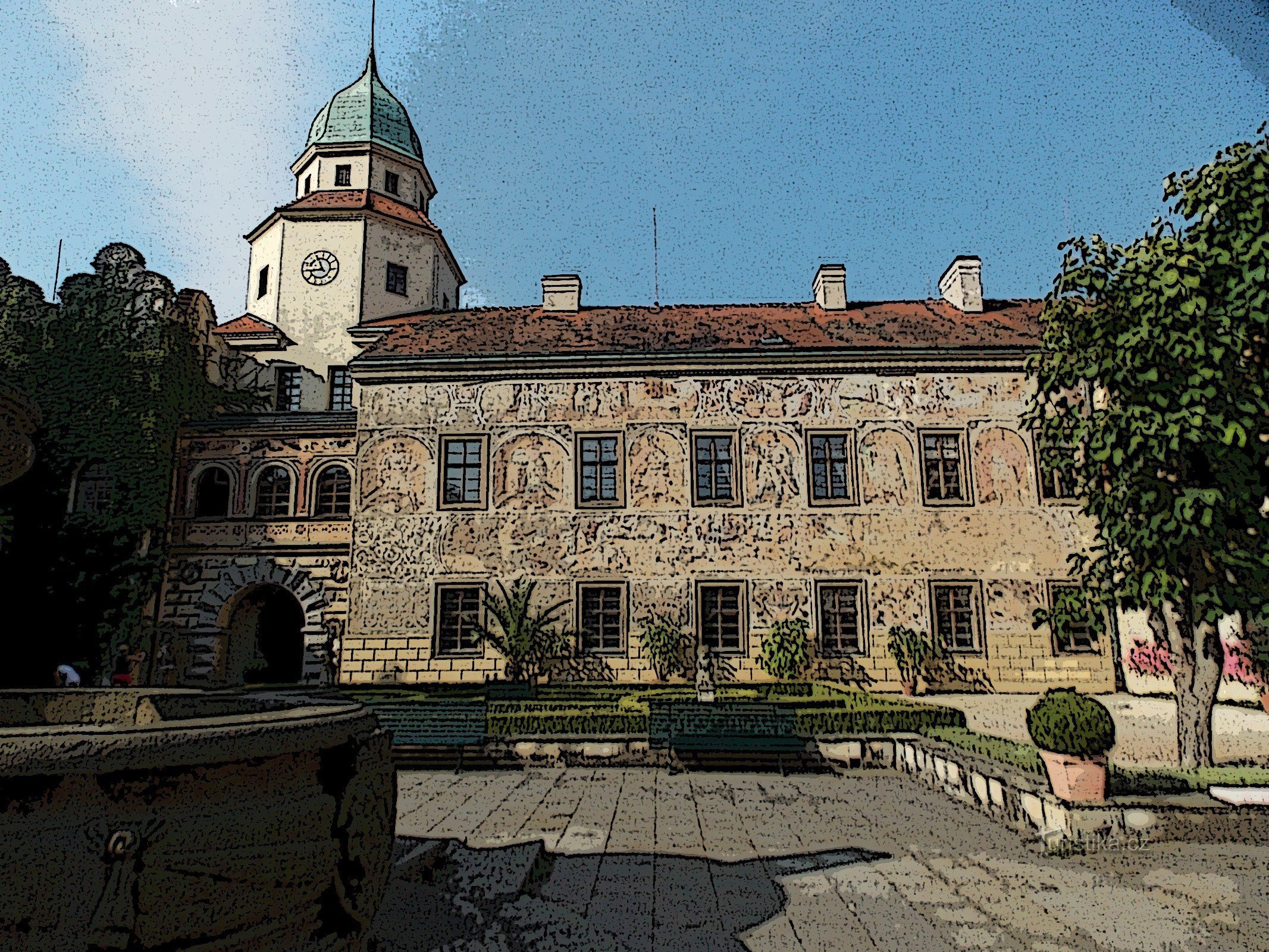 Sân trong lâu đài ở Častolovice